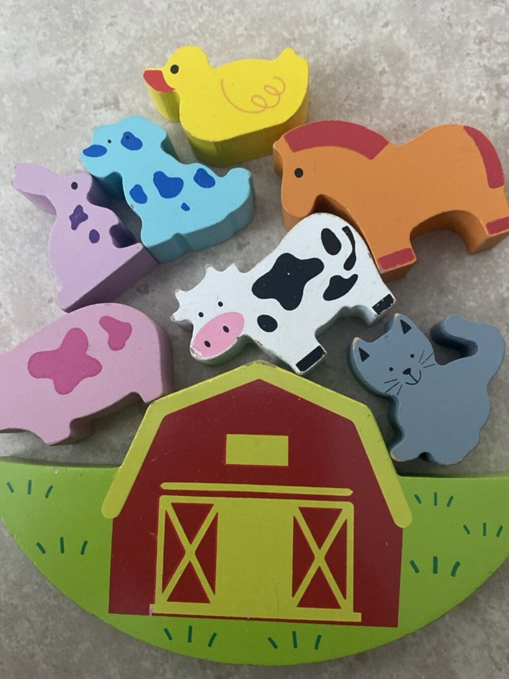 Wooden Farm Animal Balancing Toy Educational Learning Toddler Ages 2+